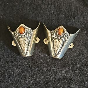 Sterling Silver Boot Tips With Brown Stone Accentstive